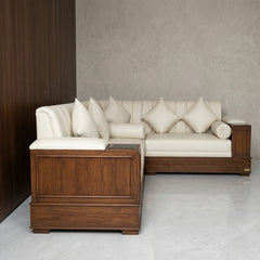 Regal Walnut L-Shape Sofa