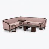 Heritage L-Shape Modular Sectional with Integrated Tables
