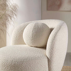 Amboise Armchair with Ball Cushion, Ecru Boucle