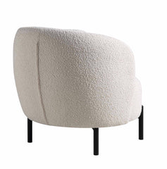 Amboise Armchair with Ball Cushion, Ecru Boucle