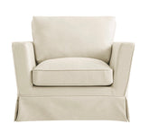 Fitz Skirted Armchair, Oatmeal Linen Blend