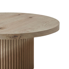 Maru Round Oak Pedestal Coffee Table, Silver Oak