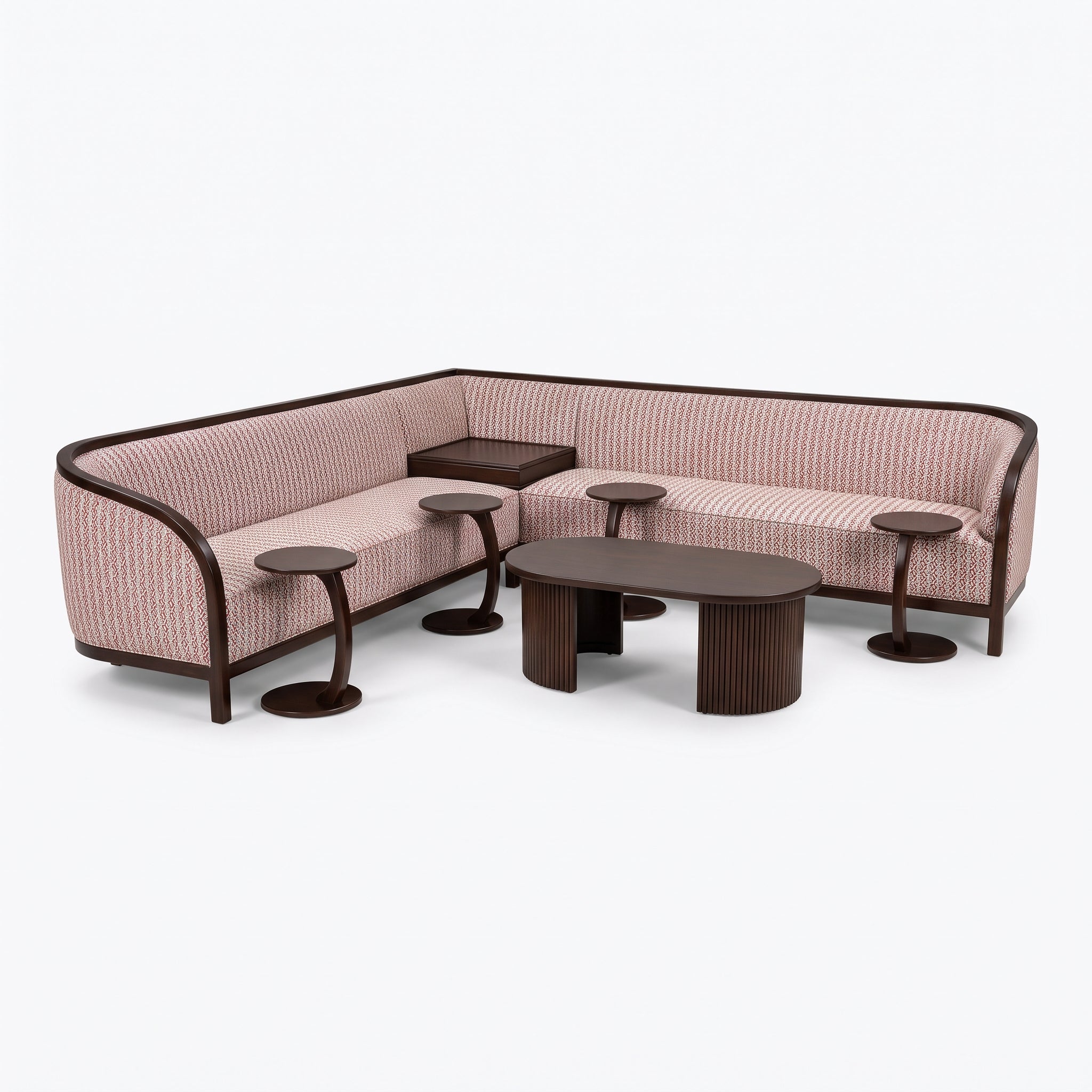 Heritage L-Shape Modular Sectional with Integrated Tables