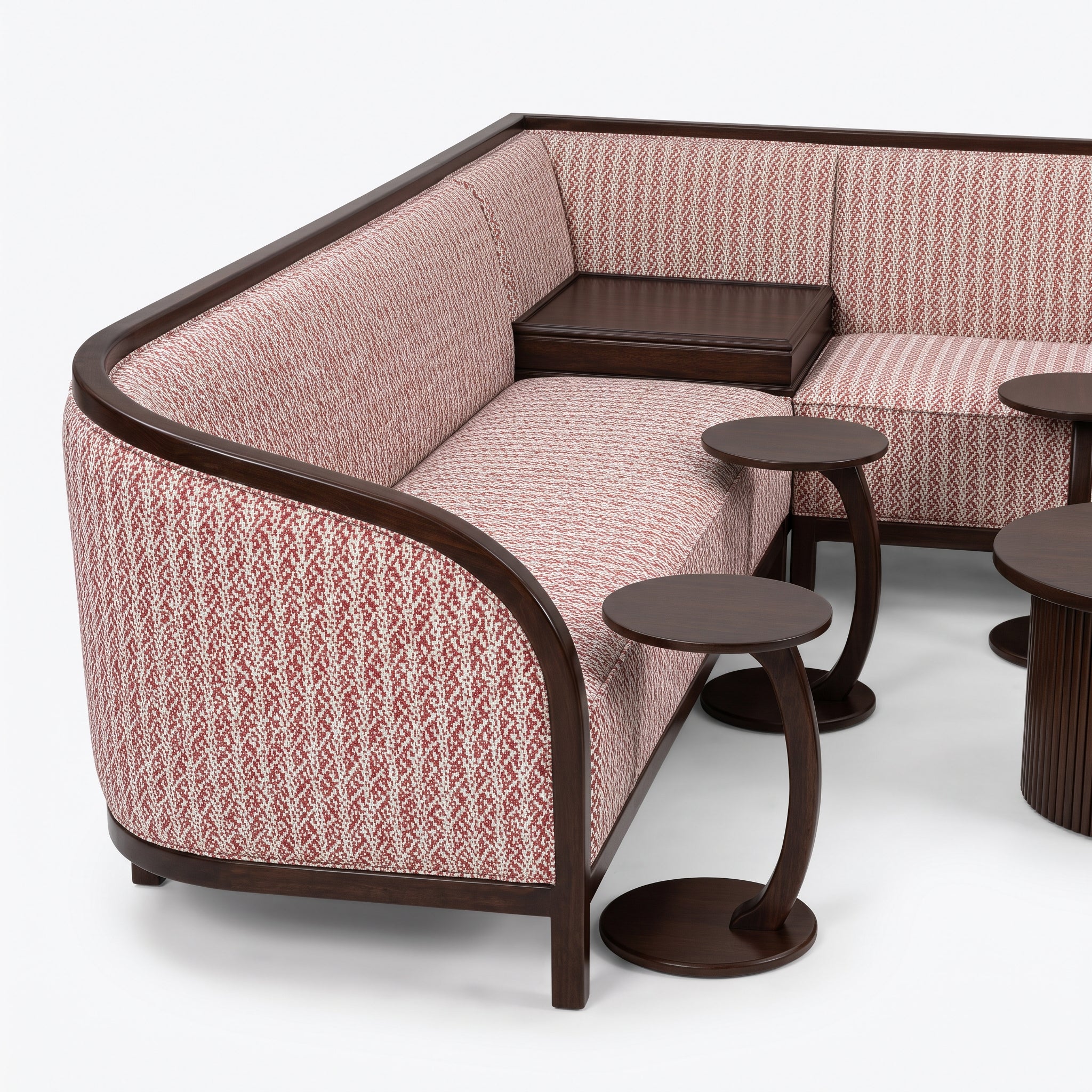 Heritage L-Shape Modular Sectional with Integrated Tables