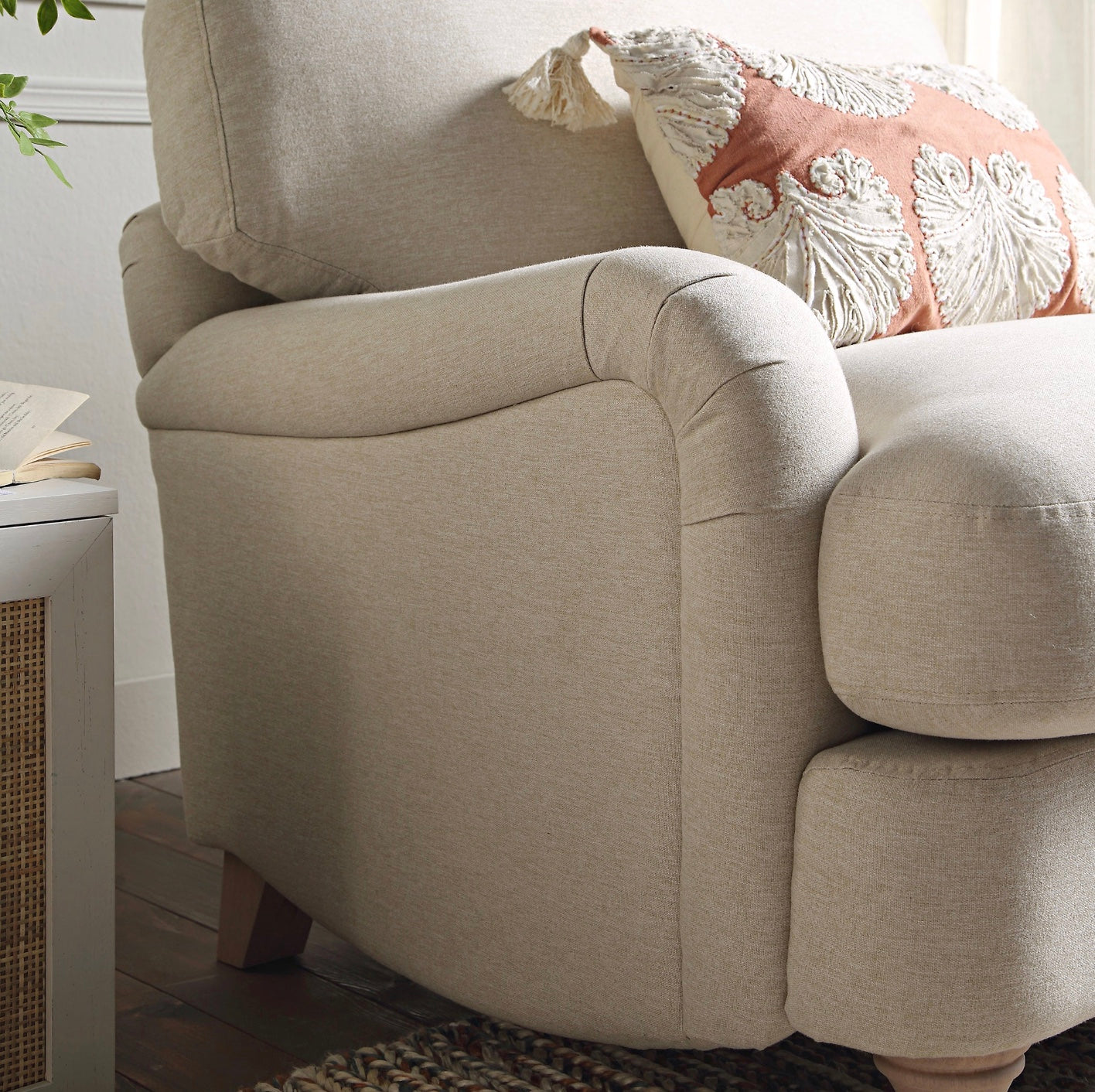 Daphnis Oatmeal Fabric Sofa, 1-Seater