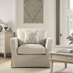 Fitz Skirted Armchair, Oatmeal Linen Blend