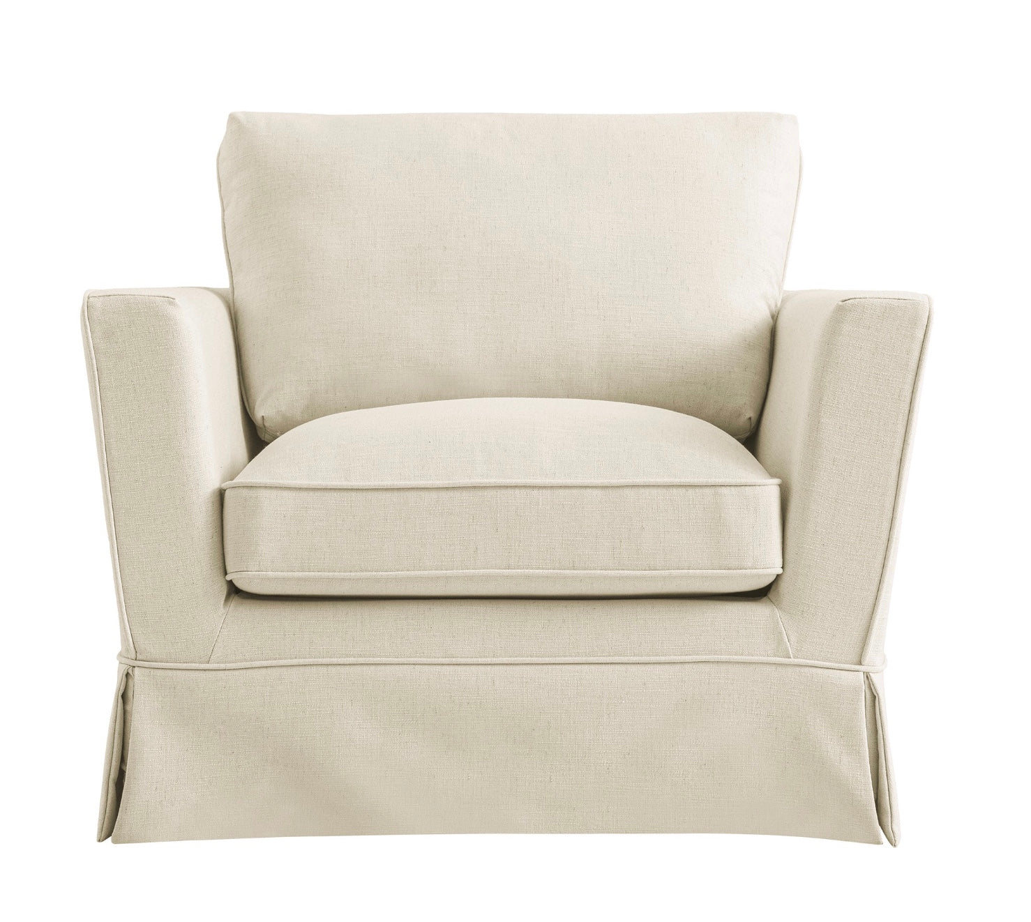 Fitz Skirted Armchair, Oatmeal Linen Blend