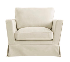 Fitz Skirted Armchair, Oatmeal Linen Blend
