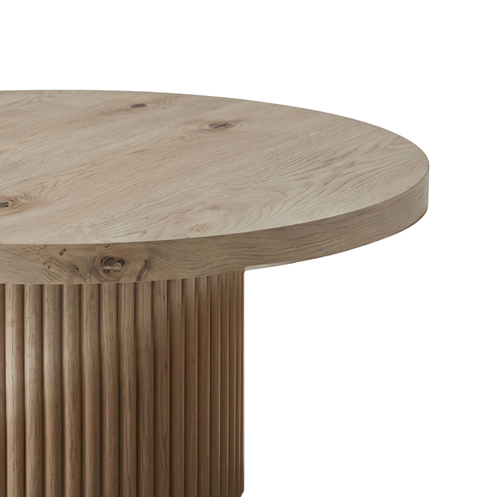 Maru Round Oak Pedestal Coffee Table, Silver Oak